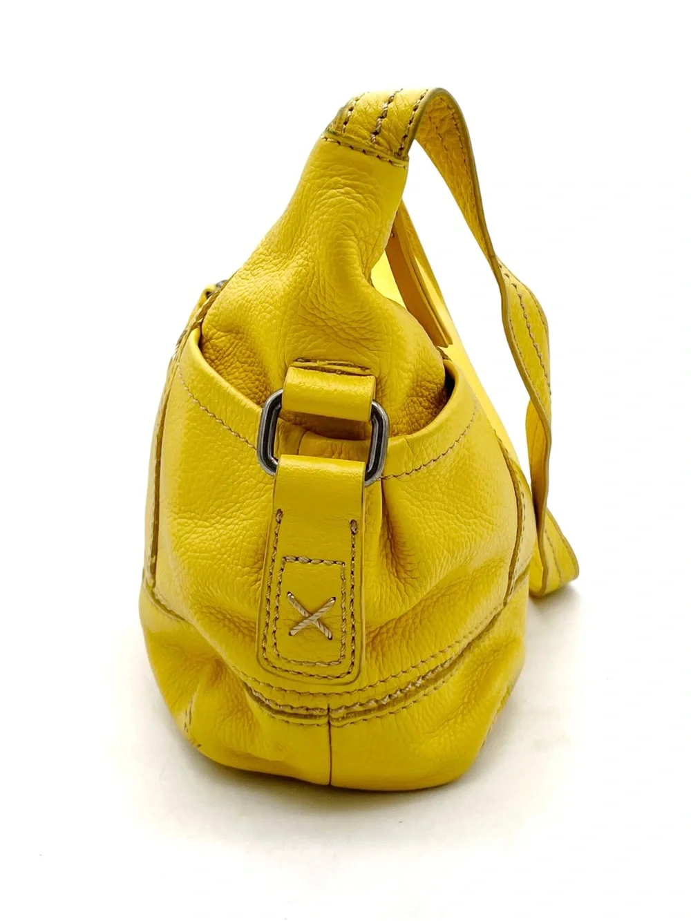 The Sak Kendra Hobo Shoulder Bag Mustard Yellow Leather Slouchy Zip Pocket Purse